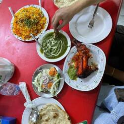 At an Indian restaurant - very local cuisine in Kuwait.