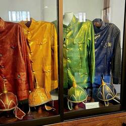 Ceremonial guard uniforms, color indicates rank. Red is highest