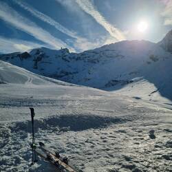 Kurze Verschnaufspause mit Blick auf den Titlis.