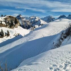 Weiter gehts über die verschneite Hügellandschaft ...