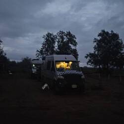 Camping for evening...walk to restaurant/bar