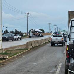Locals protesting had road closed but open up Hwy 1 periodically allowing us through.