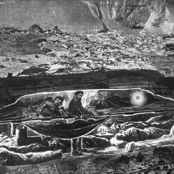 The men created huts on Elephant Island by overturning the boats (Tennessee's presentation).