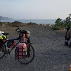 Blick vom Camp Spot zum Meer