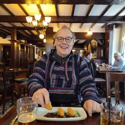 Brie wedges for the birthday boy at The Pied Bull