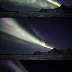 Man sieht hier, wie ich immer kürzere Zeiten nehmen muss, damit die Aurora nicht zu hell wird