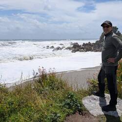 Waves rolling in from the Tasman Sea