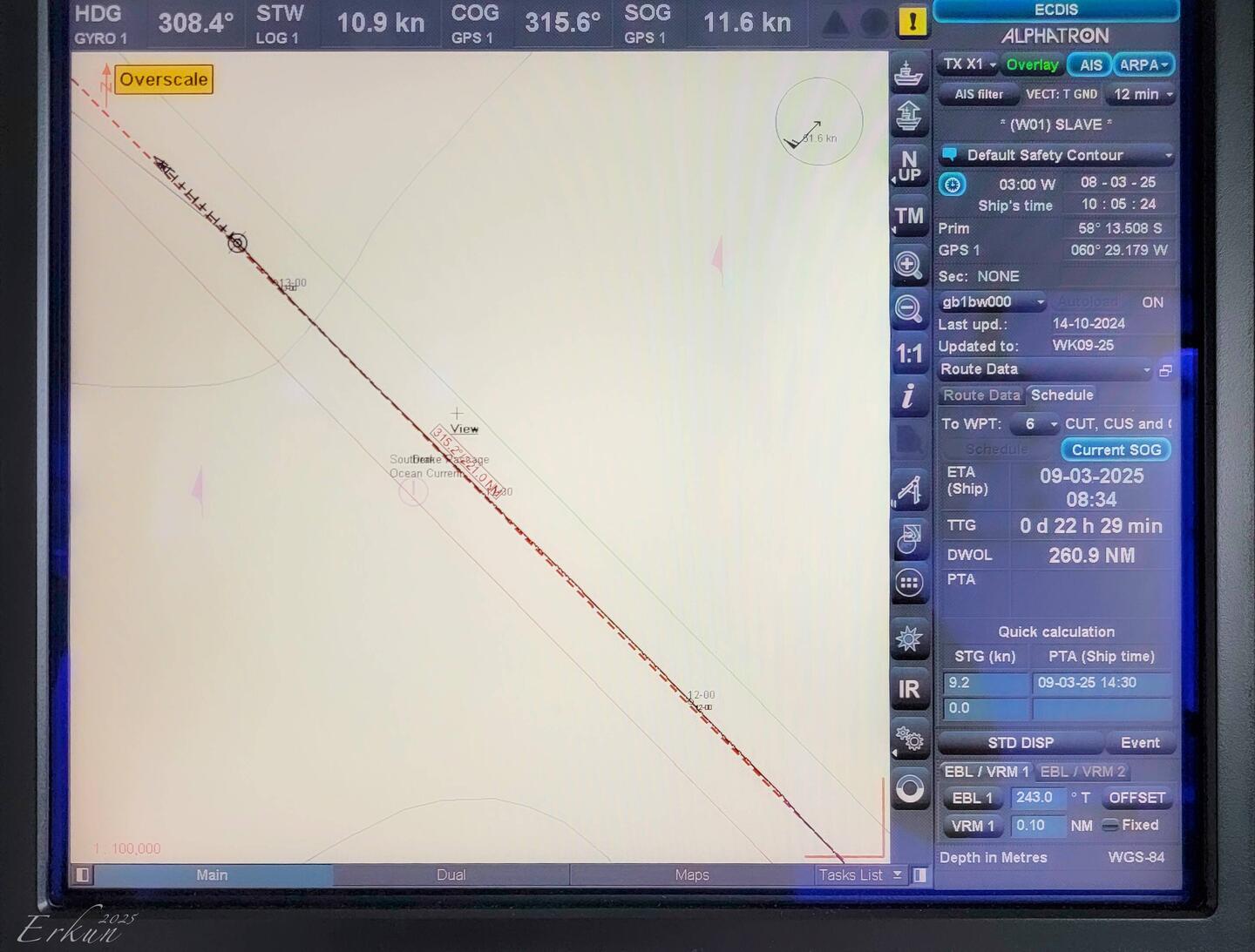 It's pretty much a straight shot through the Drake Passage to Ushuaia.