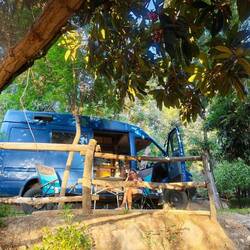 Die 1. Nacht in Chile auf einem idyllischen Campingplatz am Flüsschen San Francisco