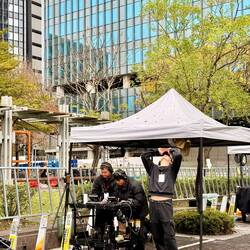 TV Team in action mit der Drohne