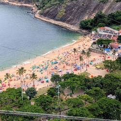 Ascending the cable car to Sugar Loaf.