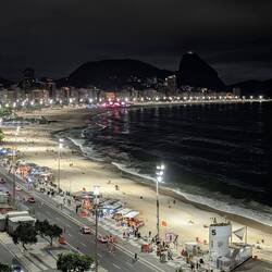 Copacabana beach from our hotel roof bar.