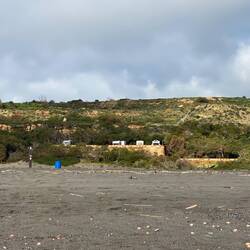 Der neue Platz vom Strand aus