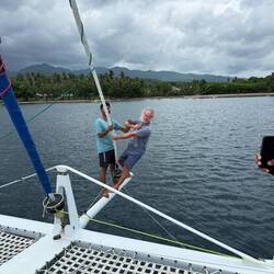 Dale showing the lads his Tinder trick