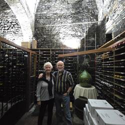 Bill and Patty in wine Cellar