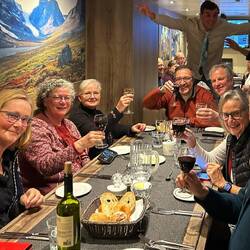 One last dinner with shipmates on Ortelius.