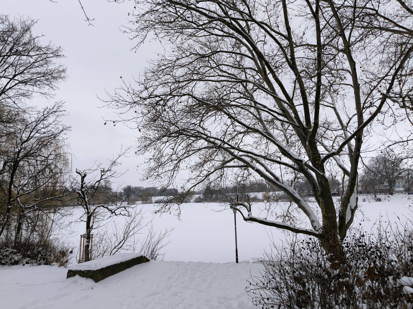 zugefrorener Gotthardsteich