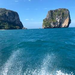 Many, many interesting rock formations jut out of the Andaman Sea.