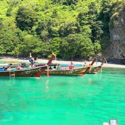 Our boat stopped so we could snorkel near Chicken Island. There's Bill!