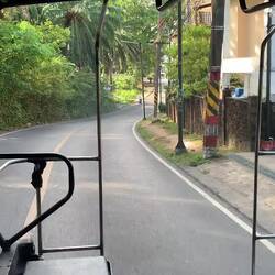 The island tour company sends a pick-up truck to hotels to pick up guests.