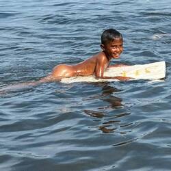 A cooler lid makes a great boogie board!
