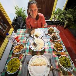 So sieht ein Abendessen im Homestay aus. Wir waren die einzigen Gäste und wurden verwöhnt