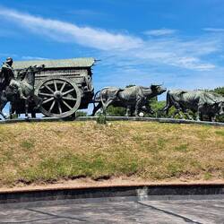La Carreta Monument - captures typical scene of the Uruguayan countryside: an ox-drawn cart.