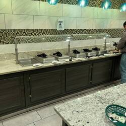 Hot dishes. Eggs, sausage, biscuits and gravy, breakfast potatoes, etc.