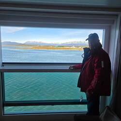 Bob By Window in Stateroom