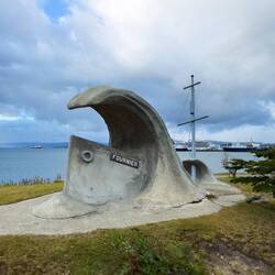 Memorial to a ship that went down with all hands in the Strait of Magellan in 1949 — Ushuaia.