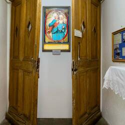 Wooden door built by the convicts for the entrance of the Parochial Church of Ushuaia @ the Presidio