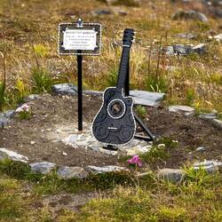 Memorial to a Fuegian musician — Ushuaia, Argentina.