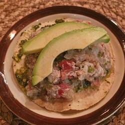 Dinner after the game: Linqcod civeche on tostada