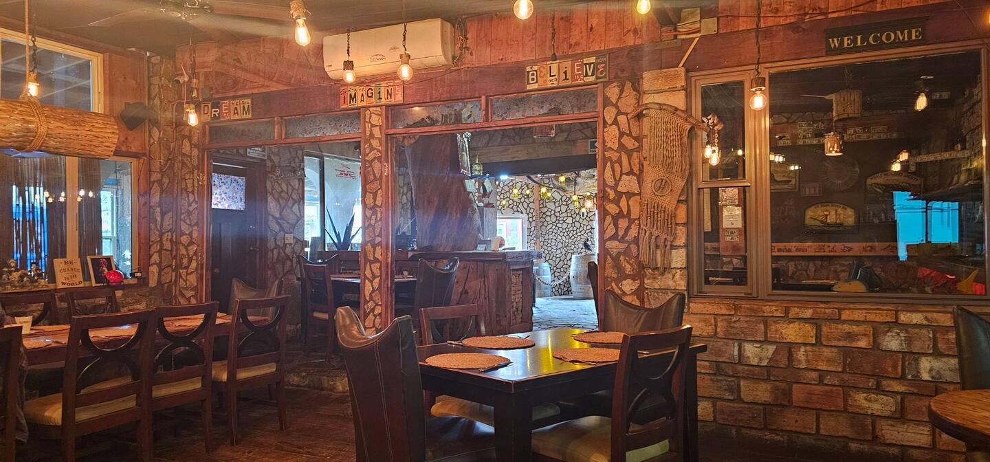 Rustic interior of Eucalipto restaurant