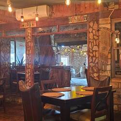 Rustic interior of Eucalipto restaurant