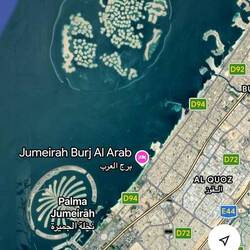 Mapa general, vista de Dron sobre la costa de Dubái