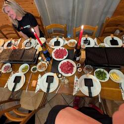 Raclette"table grilling" dinner at the chalet - yummy!