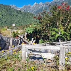 Ein Fensterramen schaut noch aus der niedergegangenen Asche.