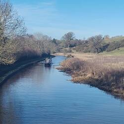 Rainboat approaching Tilstone Lock