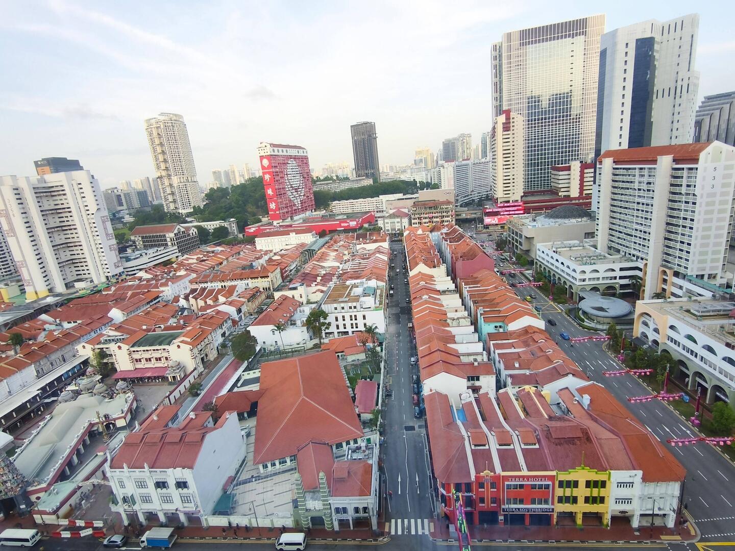 Blick bei Tag vom Hotelzimmer auf Teile der China Town