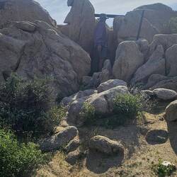 Outdoor rock "shower"