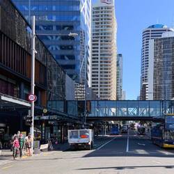 Ein typischer Strassenzug in Downtown Auckland