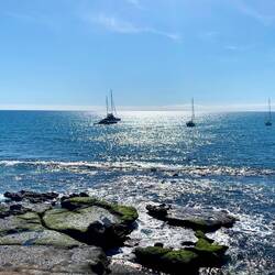 Blick von Land auf unsere Ankerbucht