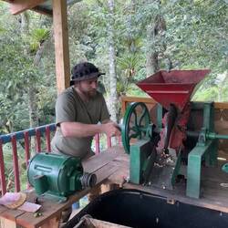 Zuerst wir die Bohne geschält..