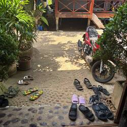 Take off your shoes before entering coffee shop