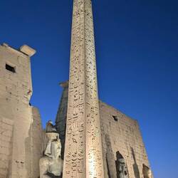 Pink granite obelisk is 97 ft, a single stone and tallest in Egypt