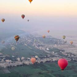 Lots of balloons. Overall, looked to be about 50 in the air.