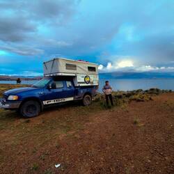 Übernachtungsplatz mit Sicht auf den Titicacasee.
