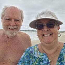Crazy Daizy and Van on the beach.