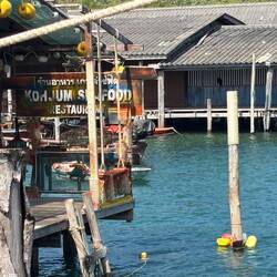 The ladder at the end of pier is to get on and off the ferry- which we'll do in 2 hours.